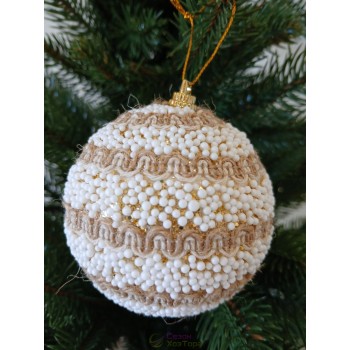 Новорічні кулі золоті в сніжку Ø80мм з піни, ціна за набір 3 шт (SH231)